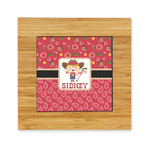 Red Western Bamboo Trivet with Ceramic Tile Insert (Personalized)