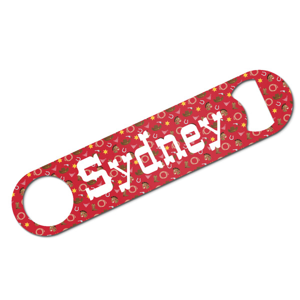 Custom Red Western Bar Bottle Opener w/ Name or Text