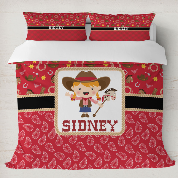 Custom Red Western Duvet Cover Set - King (Personalized)