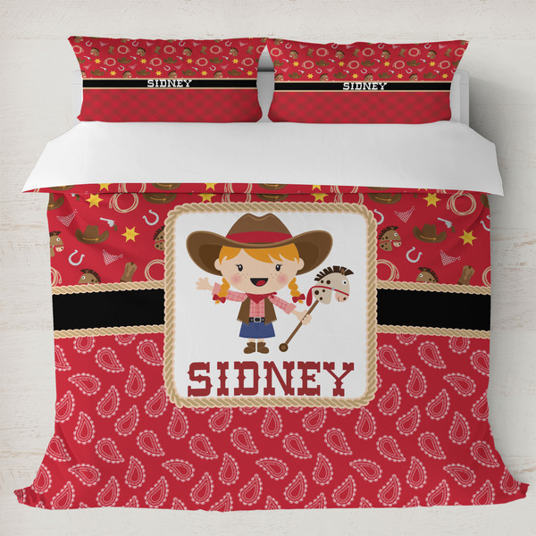 Custom Red Western Duvet Cover Set - King (Personalized)