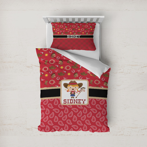 Custom Red Western Duvet Cover Set - Twin (Personalized)