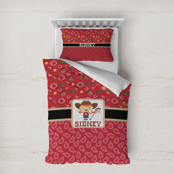 Custom Red Western Duvet Cover Set - Twin XL (Personalized)