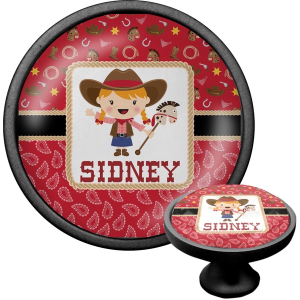 Custom Red Western Cabinet Knob (Black) (Personalized)
