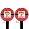 Red Western Black Plastic 4" Food Pick - Round - Double Sided - Front & Back