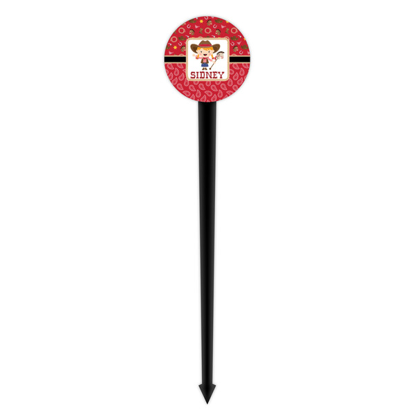 Red Western Black Plastic 4" Food Pick - Round - Single Pick