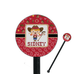 Red Western 5.5" Round Plastic Stir Sticks - Black - Double Sided (Personalized)