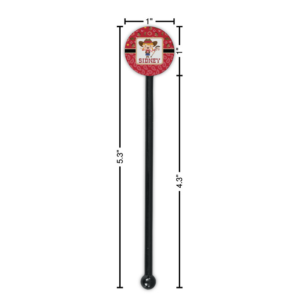 Red Western Black Plastic 5.5" Stir Stick - Round - Dimensions