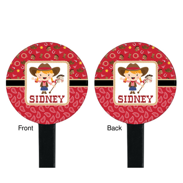 Red Western Black Plastic 7" Stir Stick - Double Sided - Round - Front & Back