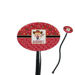 Red Western 7" Oval Plastic Stir Sticks - Black - Single Sided (Personalized)