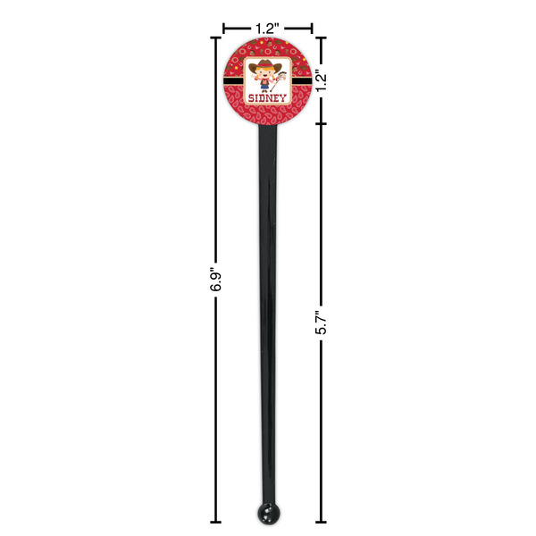 Red Western Black Plastic 7" Stir Stick - Round - Dimensions