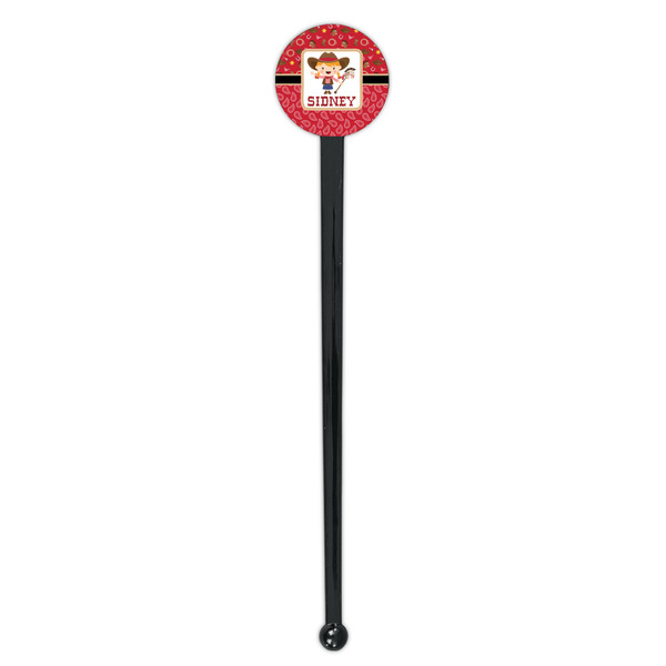 Red Western Black Plastic 7" Stir Stick - Round - Single Stick