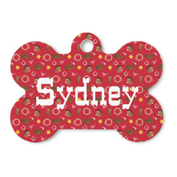 Red Western Bone Shaped Dog ID Tag (Personalized)