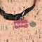 Red Western Bone Shaped Dog ID Tag - Small - In Context