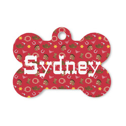 Red Western Bone Shaped Dog ID Tag - Small (Personalized)
