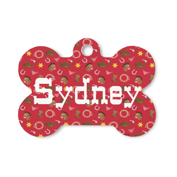 Custom Red Western Bone Shaped Dog ID Tag - Small (Personalized)