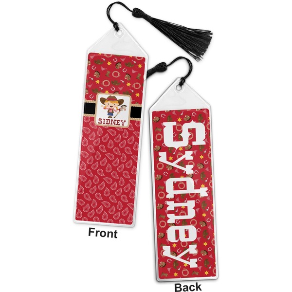 Red Western Bookmark with tassel - Front and Back