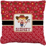 Red Western Faux-Linen Throw Pillow 16" (Personalized)
