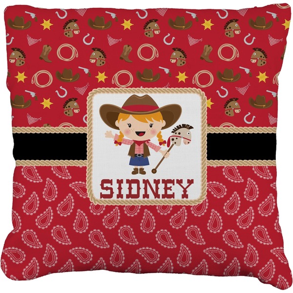 Custom Red Western Faux-Linen Throw Pillow 16" (Personalized)