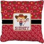 Red Western Faux-Linen Throw Pillow 18" (Personalized)