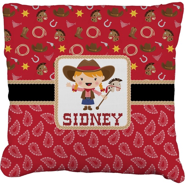 Custom Red Western Faux-Linen Throw Pillow 18" (Personalized)