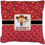 Red Western Faux-Linen Throw Pillow 20" (Personalized)