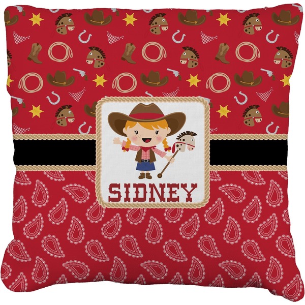 Custom Red Western Faux-Linen Throw Pillow 20" (Personalized)