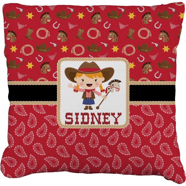 Custom Red Western Faux-Linen Throw Pillow 26" (Personalized)