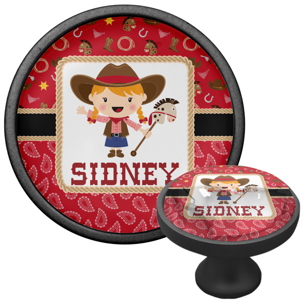 Red Western Cabinet Knob - Black - Multi Angle