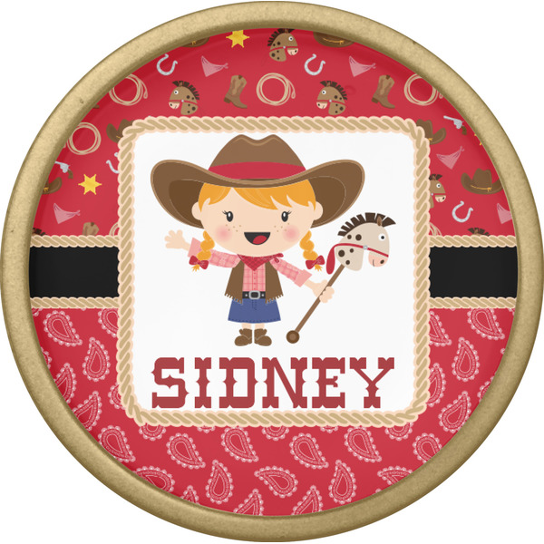 Red Western Cabinet Knob - Gold - Front