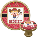 Red Western Cabinet Knob - Gold (Personalized)