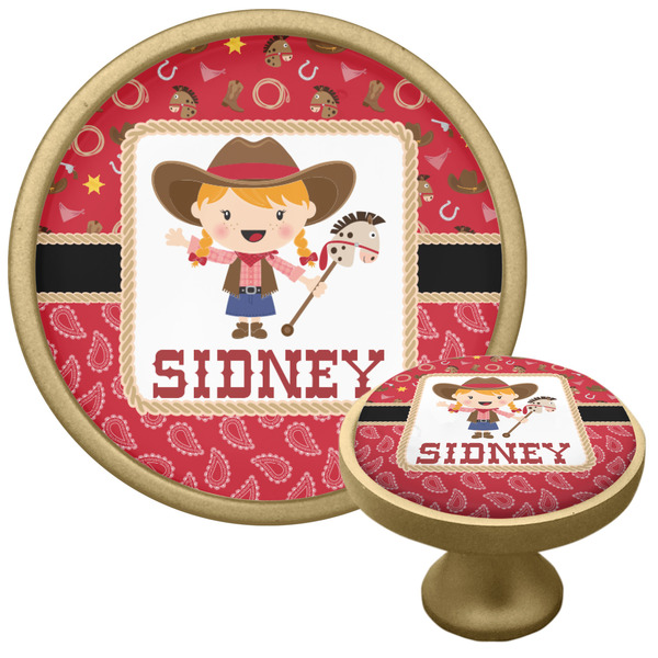 Custom Red Western Cabinet Knob - Gold (Personalized)