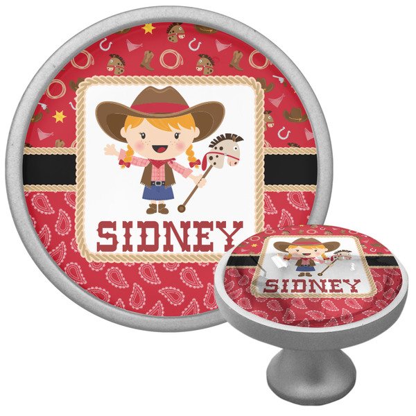 Custom Red Western Cabinet Knob (Silver) (Personalized)