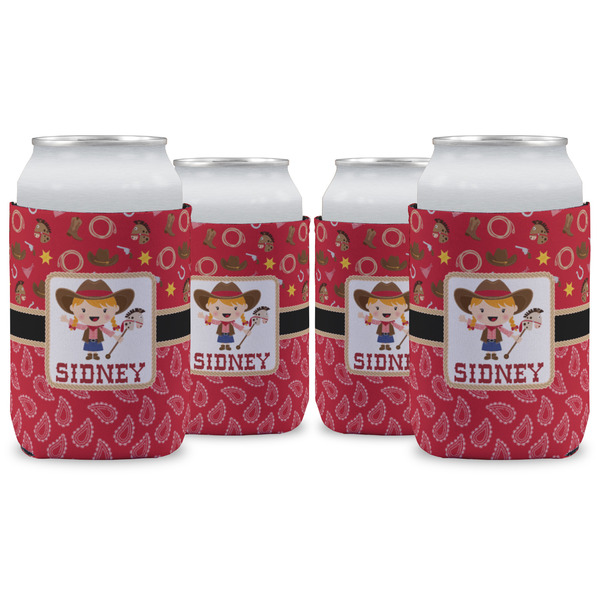 Custom Red Western Can Cooler (12 oz) - Set of 4 w/ Name or Text