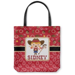 Red Western Canvas Tote Bag - Medium - 16"x16" (Personalized)