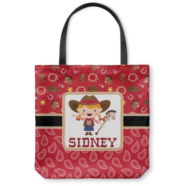 Custom Red Western Canvas Tote Bag - Large - 18"x18" (Personalized)