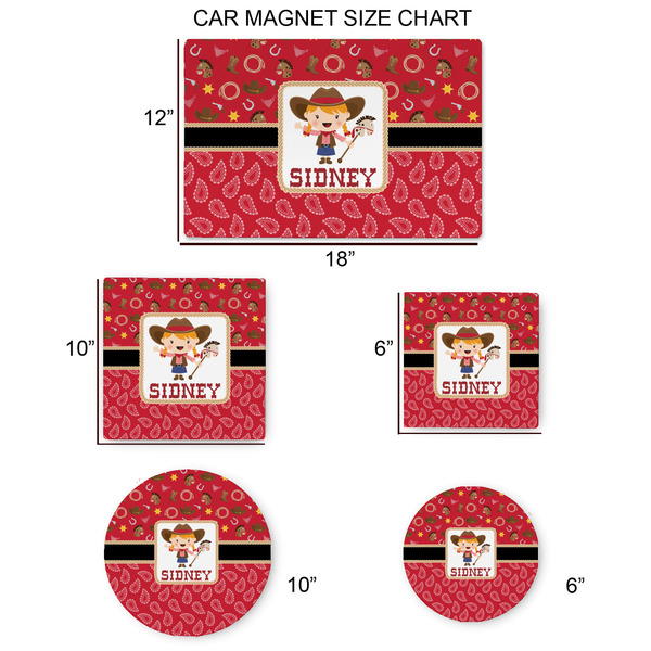 Red Western Car Magnets - SIZE CHART