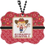 Red Western Rear View Mirror Charm (Personalized)