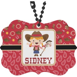 Red Western Rear View Mirror Charm (Personalized)