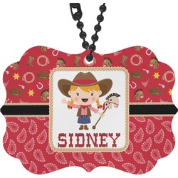 Red Western Rear View Mirror Charm (Personalized)