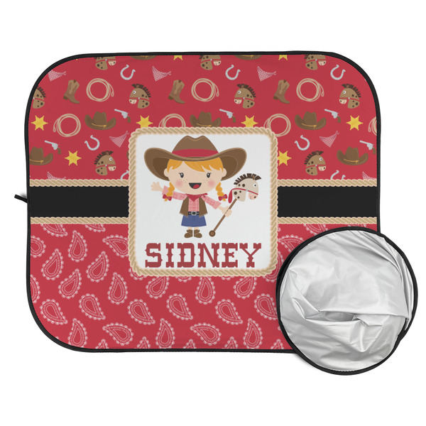 Red Western Car Sun Shades - FOLDED & UNFOLDED