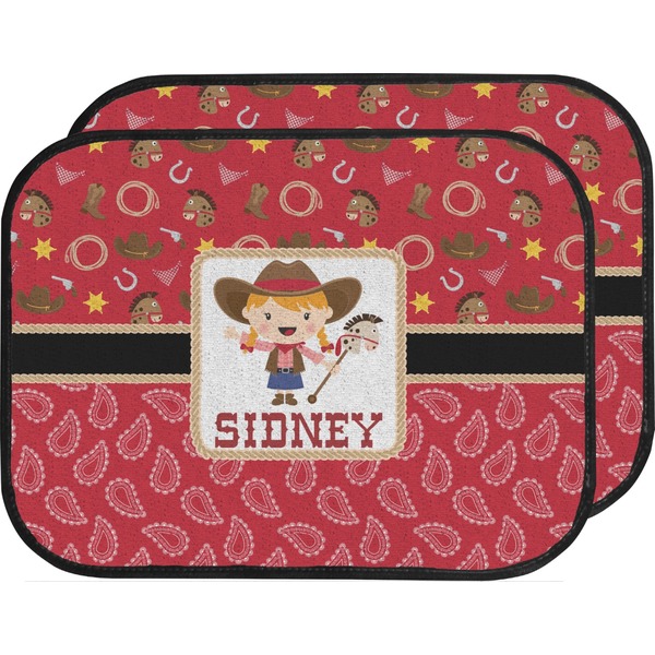 Custom Red Western Car Floor Mats (Back Seat) (Personalized)