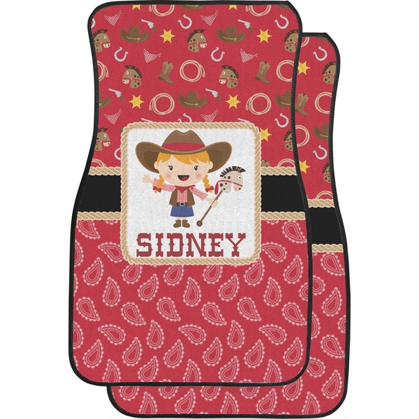Custom Red Western Car Floor Mats (Front Seat) (Personalized)