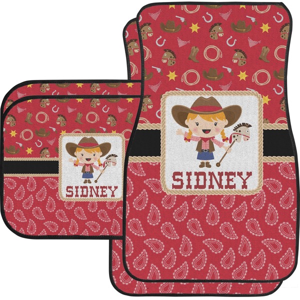 Custom Red Western Car Floor Mats Set - 2 Front & 2 Back (Personalized)