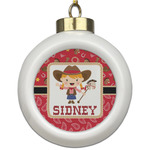 Red Western Ceramic Ball Ornament (Personalized)