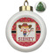 Red Western Ceramic Ball Ornament - Christmas Tree (Personalized)