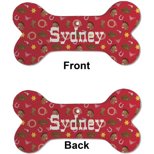 Red Western Ceramic Flat Ornament - Bone Front & Back (APPROVAL)