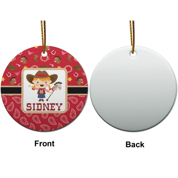 Red Western Ceramic Flat Ornament - Circle Front & Back (APPROVAL)