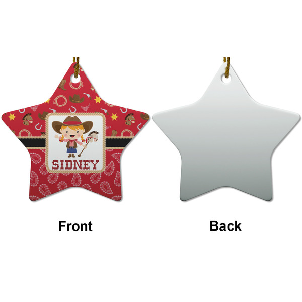 Red Western Ceramic Flat Ornament - Star Front & Back (APPROVAL)