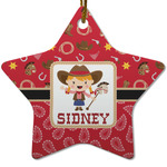 Red Western Star Ceramic Ornament w/ Name or Text