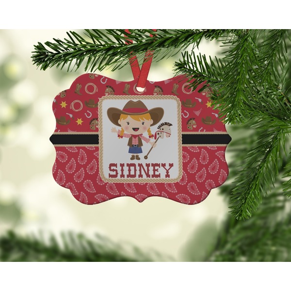 Red Western Christmas Ornament (On Tree)